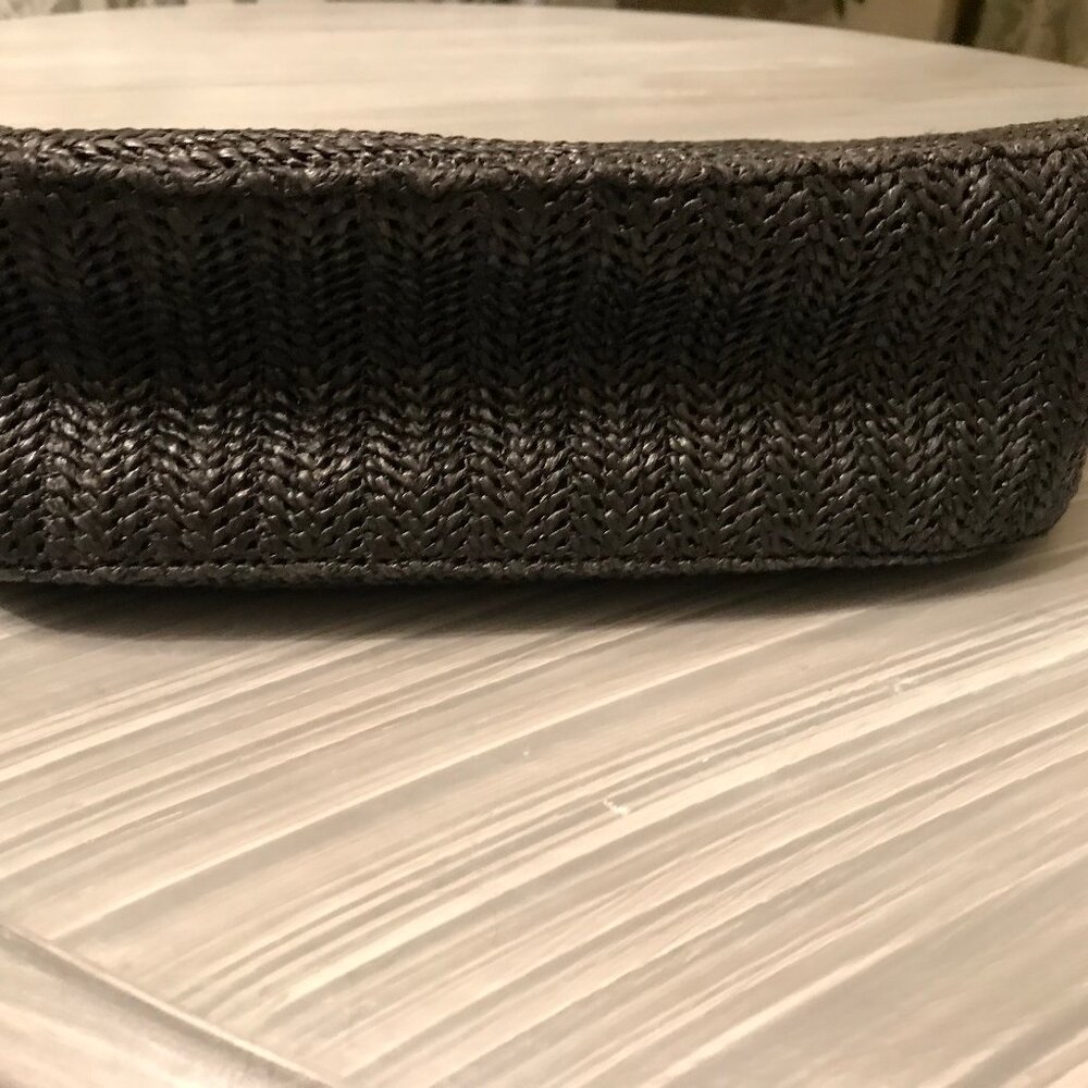 Ladies Black Woven Purse With Silver Handles - Picture 2 of 4